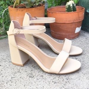 NUDE CHUNKY HEEL SANDAL